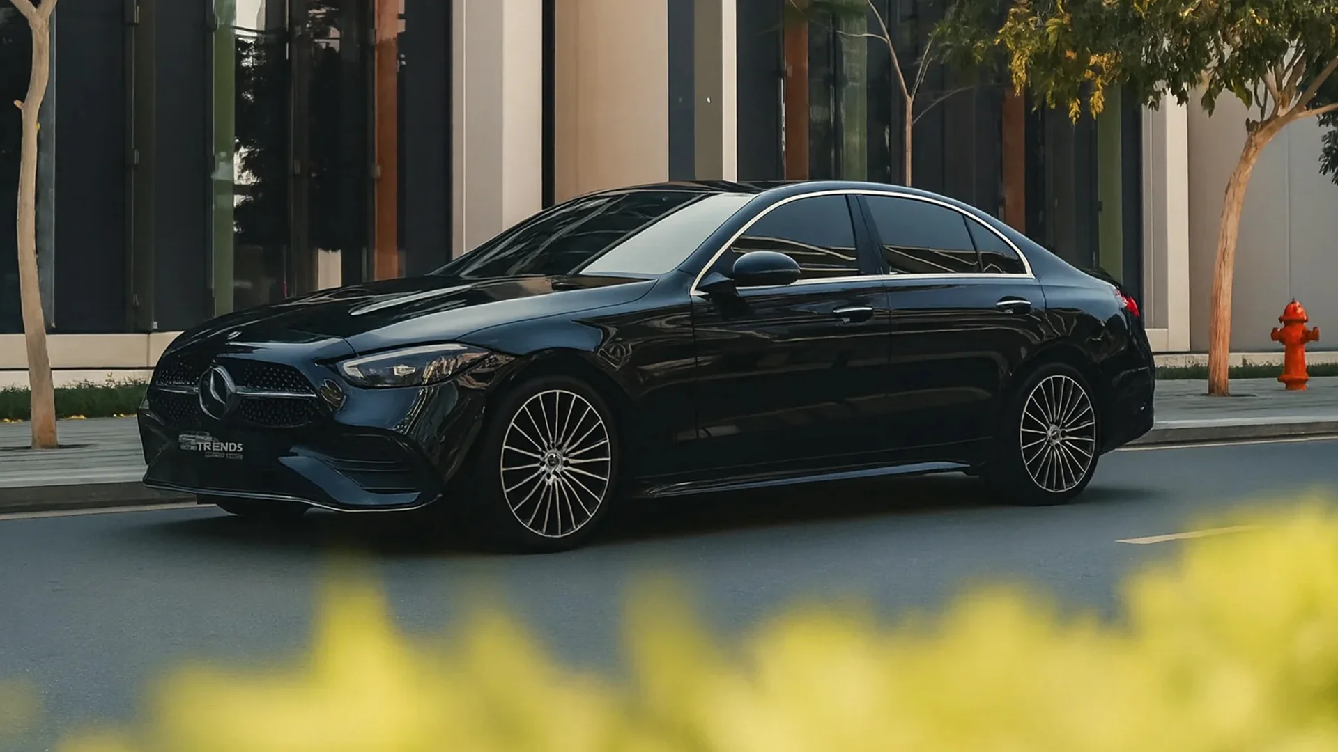 Luxury limousine waiting at a private terminal