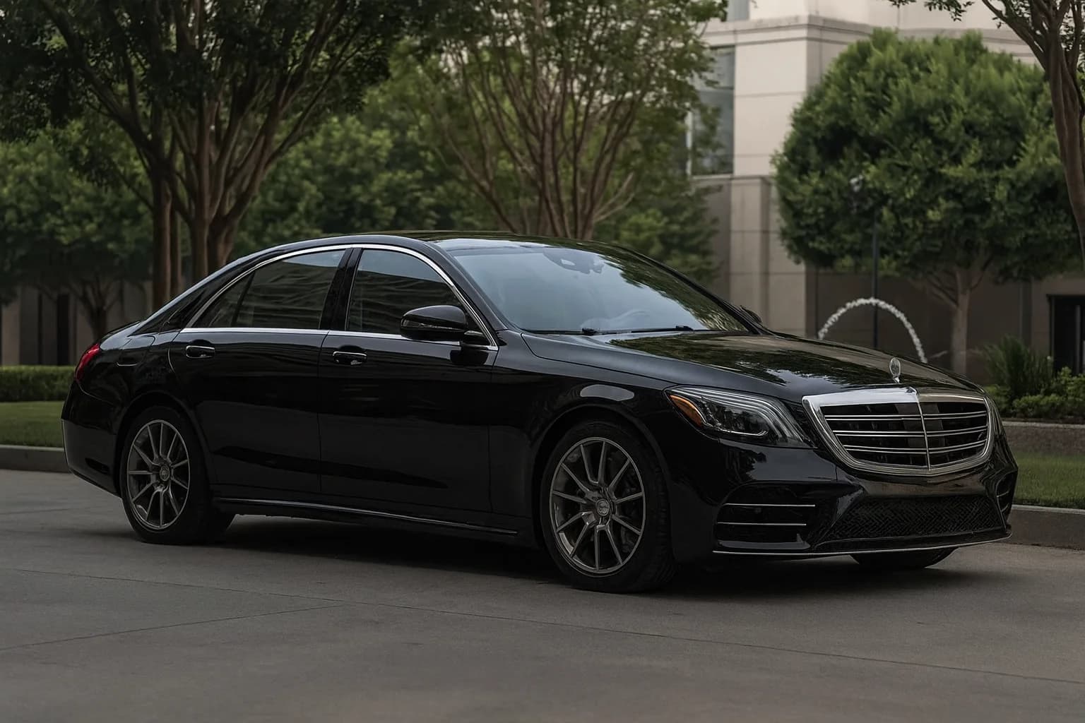 Professional chauffeur with luxury vehicle